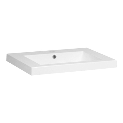 BRAUER Foggia Meuble lavabo - 60x46x5cm - trop-plein - 1 lavabo - 1 trou de robinet - marbre minéral - blanc brillant