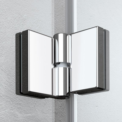 Kermi Liga porte tournante avec segment fixe vers l'intérieur et l'extérieur 125x200cm côté gauche profil argent mat et verre clair