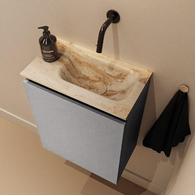 MONDIAZ TURE-DLUX Meuble de toilettes 40 cm Plata. EDEN lavabo Frappe position droite. Sans trou de robinet.