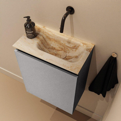 MONDIAZ TURE-DLUX Meuble toilette - 40cm - Plata - EDEN - vasque Frappe - position droite - sans trou de robinet