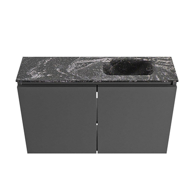 MONDIAZ TURE-DLUX 80cm toiletmeubel Dark Grey. EDEN wastafel Lava positie rechts. Met 1 kraangat.