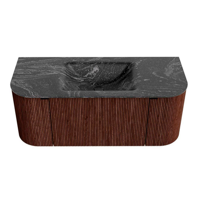 Mondiaz KURVE-DLUX Badkamermeubelset - 110x46x40cm - 1 lade - 2 deuren - wastafel solid surface - midden - zonder kraangat - Ruby
