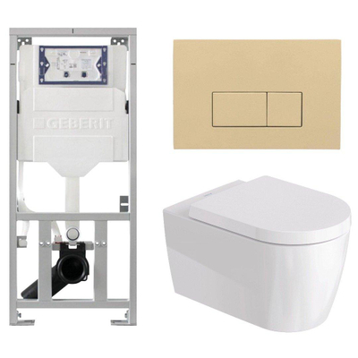 Duravit Me by Starck Ensemble WC – réservoir encastré avec mécanisme de chasse UP320 – abattant à fermeture ralentie (soft-close) – plaque de commande en plastique beige – boutons rectangulaires – beige