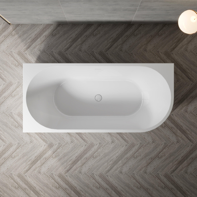 FugaFlow Eccelente Calma baignoire d'angle demi-îlot - gauche - 180x80x58cm - avec vidage - acrylique - blanc brillant