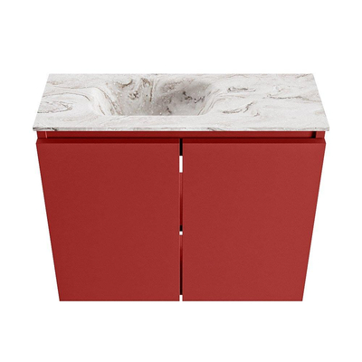 MONDIAZ TURE-DLUX meuble de toilette 60cm Fire. Lavabo EDEN Glace position gauche. Sans trou de robinet.