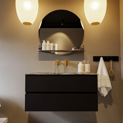 Mondiaz VICA-DLUX ensemble de meuble de salle de bain - 100cm - meuble sous-vasque urban - 2 tiroirs - lavabo encastré cloud milieu - sans trous de robinet - version haute de 60cm - lave