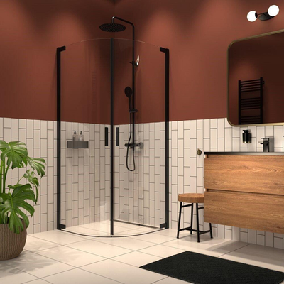 Sealskin Inc. Douchecabine - 90x90x200cm 8mm helder veiligheidsglas met antikalklaag zwart mat