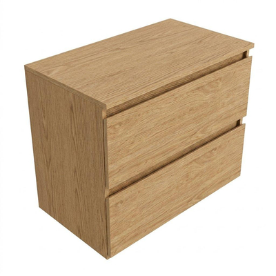 Saniclass Holz Pure Badkamermeubelset - 80x45x60cm - topblad - zonder kraangaten - 2 lades - Eiken Natural