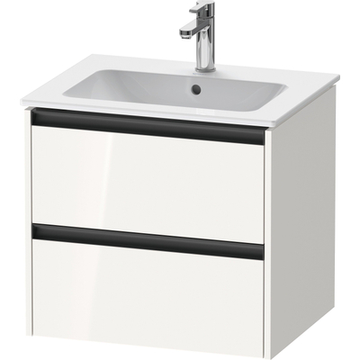 Duravit Ketho.2 Wastafelonderbouwkast - met 2 laden - 61x48x55cm - met grepen antraciet - hoogglans wit