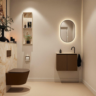 MONDIAZ TURE-DLUX 60cm toiletmeubel Rust. EDEN wastafel Frappe positie rechts. Met 1 kraangat.