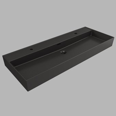 Plieger Kansas wastafel 2 kraangaten met overloop 120x46.6cm matzwart