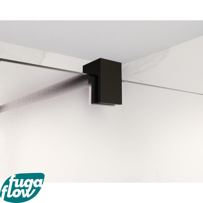 FugaFlow Eccelente Vetro douche à l'italienne salle de bain - 160x200cm - verre mat - bras mural - noir mat