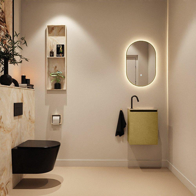 MONDIAZ TURE-DLUX Meuble toilette - 40cm - Oro - EDEN - vasque Frappe - position droite - 1 trou de robinet