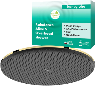 Hansgrohe Raindance alive hoofddouche 300 1 jet EcoSmart+ polished gold