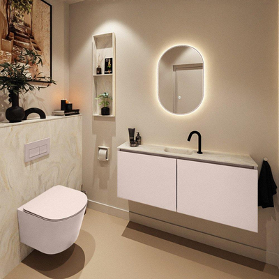 MONDIAZ TURE-DLUX meuble WC 120cm Rosee. EDEN lavabo Ostra position milieu. Avec 1 trou de robinet.
