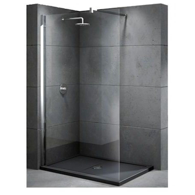 Novellini Kuadra paroi de douche à l'italienne Walk 2 97/100x200cm avec barre de fixation murale 100profilé chromé et verre clair