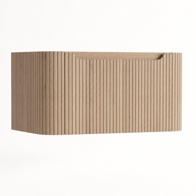 H&R Badmeubelen Juice Wastafelonderkast - 80x45x40cm - afgeronde hoeken - 3D-front - 1 lade - geïntegreerde greep - rockford oak