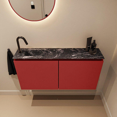 MONDIAZ TURE-DLUX 100cm toiletmeubel Fire. EDEN wastafel Lava positie links. Met 1 kraangat.