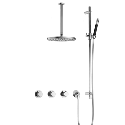 Hotbath Cobber X IBSX70 Regendoucheset inbouw - hoofddouche 30cm - plafondarm 30cm - glijstang - handdouche staaf 1 stand - Chroom