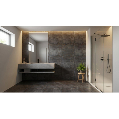 ÉCHANTILLON Terravito Copuro carreau mural et de sol - 60x60cm - 9mm - Carré - rectifié - Aspect béton - Noir mat