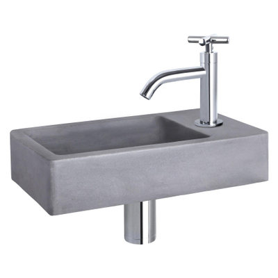 Differnz Force fonteinset – 40x22x8 cm – beton grijs – gebogen chromen kraan met kruisgreep