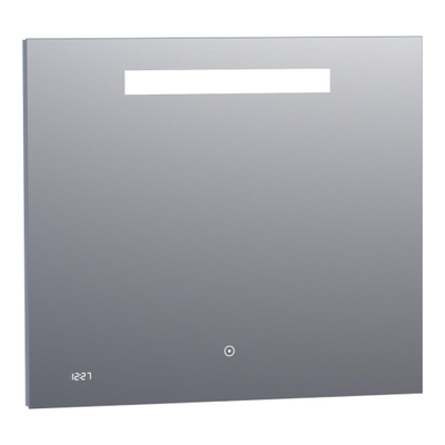 BRAUER Quartz spiegel – 80x70 cm – directe LED boven – met klok – Aluminium