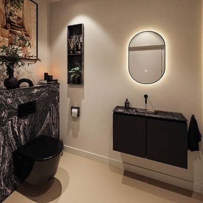 MONDIAZ TURE-DLUX Meuble toilette - 80cm - Urban - EDEN - vasque Lava - position centrale - sans trou de robinet