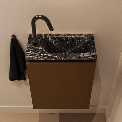 MONDIAZ TURE-DLUX Meuble toilette - 40cm - Rust - EDEN - vasque Lava - position droite - 1 trou de robinet