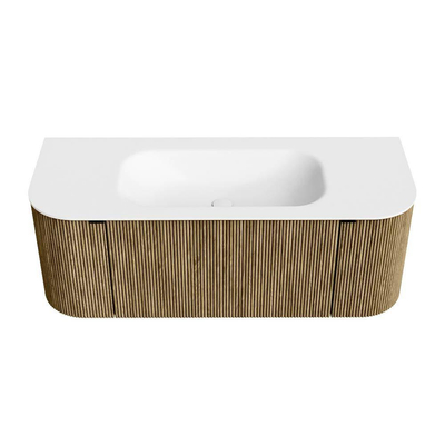 Mondiaz KURVE Ensemble meuble de salle de bains - 120x46x40cm - 1 tiroir - 2 portes - vasque solid surface - centre - sans trou de robinet - Dusk