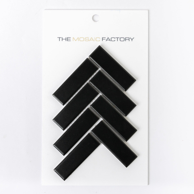 SAMPLE The Mosaic Factory Paris carreau mosaïque 2,3x7,3x0,6cm pour mur et sol pour intérieur et extérieur chevron Céramique Mat Noir