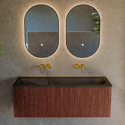 Mondiaz KURVE Ensemble de meuble salle de bain - 120x46x40cm - 1 tiroir - lavabo en solid surface - milieu - sans trou de robinet - Ruby