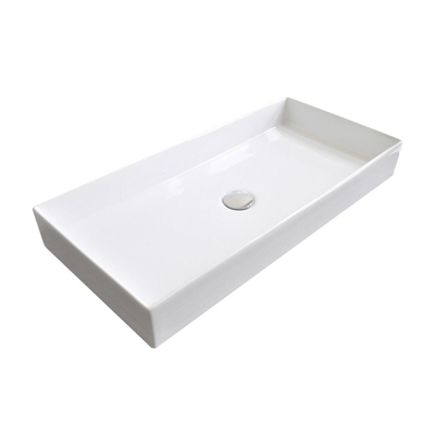 Sanicare q16 lavabo 75.5x35cm 0 trou pour robinet sans trop-plein rectangle céramique blanc
