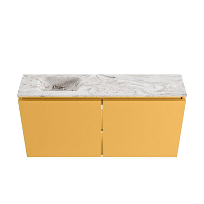 MONDIAZ TURE-DLUX meuble WC 100 cm Ocher. EDEN lavabo Glace position gauche. Avec 1 trou de robinet.