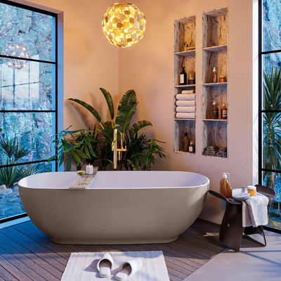 Mondiaz ALAN-DLUX Ensemble de meuble - 120cm - meuble Smoke mat - 2 tiroirs - Lavabo Cloud Glace suspendu - vasque Droite - 0 trous de robinet