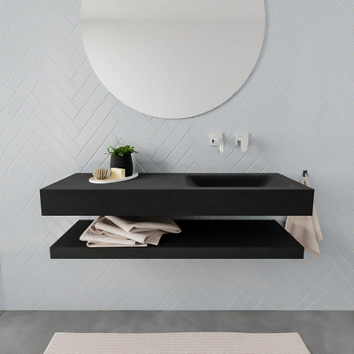 MONDIAZ ALAN 120cm - Ensemble meuble de salle de bains - solid surface - tablette avec lavabo suspendu - vasque à droite - 0 trous de robinet - urban