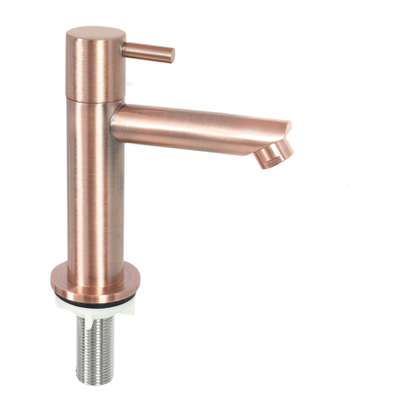 Differnz Hura kit lave-mains - 37,5x18,5x9cm - Rectangulaire - 1 trou de robinet - Robinet droit en cuivre rose - Céramique blanche