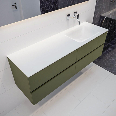 Mondiaz VICA ensemble de meuble de salle de bain - 150cm - meuble sous-vasque armée - 4 tiroirs - lavabo nuage droite - sans trou de robinet version XL 60cm de haut