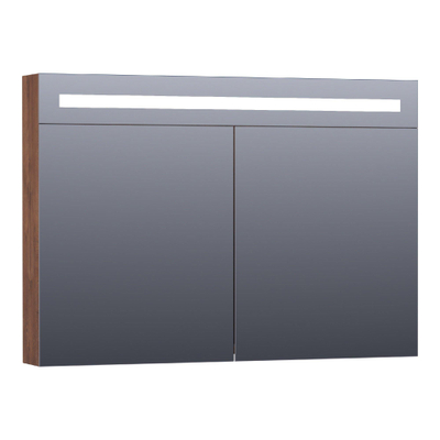 Saniclass Double Face Spiegelkast - 100x70x15cm - verlichting - geintegreerd - 2 links- rechtsdraaiende spiegeldeur - MFC - viking shield