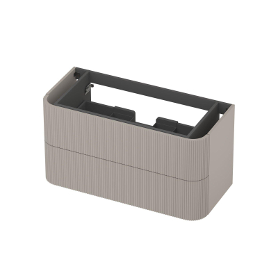 INK Concept R Meuble sous-lavabo - 100x45x52cm - 2 tiroirs - poignées rapportées - fraisées - coins arrondis - MDF laqué - gris cachemire mat