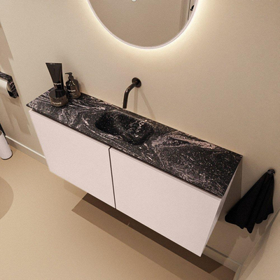 MONDIAZ TURE-DLUX Meuble toilette - 100cm - Rosee - EDEN - vasque Lava - position centrale - sans trou de robinet