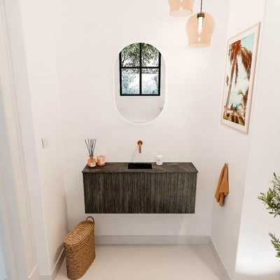 Mondiaz JOYA-DLUX 100cm toiletmeubel - kleur Shadow - Wastafel FAYE positie Midden Zonder kraangat kleur Lava.