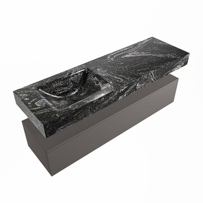 Mondiaz ALAN-DLUX Ensemble de meuble - 150cm - meuble Dark grey mat - 1 tiroir - Lavabo Cloud Lava suspendu - vasque Gauche - 0 trous de robinet