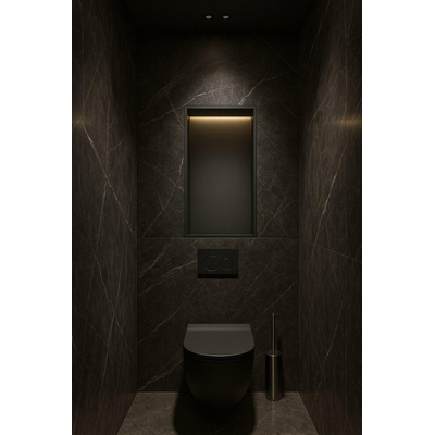 Hotbath &MORE Inbouwbox of inbouwnis - 30x15x10 - met LED - IP44 - PVD - geborsteld zwart