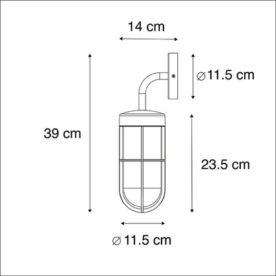 QAZQA Elza Applique murale - 1 lampe - 11,5x14cm - IP44 - Noir
