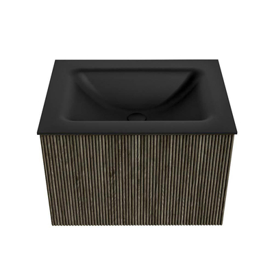 Mondiaz KURVE Badkamermeubelset - 60x46x40cm - 1 lade - wastafel solid surface - midden - 1 kraangat - Shadow