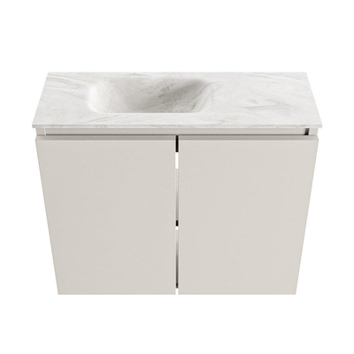 MONDIAZ TURE-DLUX meuble WC 60cm Linen. EDEN lavabo Ostra position gauche. Sans trou de robinet.