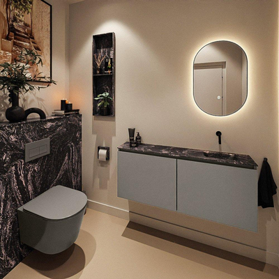 MONDIAZ TURE-DLUX Meuble toilette - 120cm - Smoke - EDEN - vasque Lava - position droite - sans trou de robinet