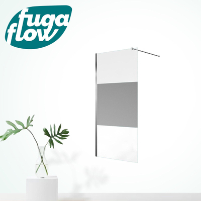 FugaFlow Efficiente Vetro douche à l'italienne salle de bain - 160x200cm - verre de sécurité - verre clair bande mate - anti-calcaire - chrome