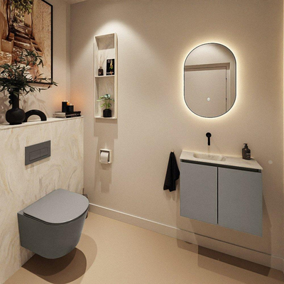 MONDIAZ TURE-DLUX 60cm toiletmeubel Smoke. EDEN wastafel Ostra positie links. Zonder kraangat.