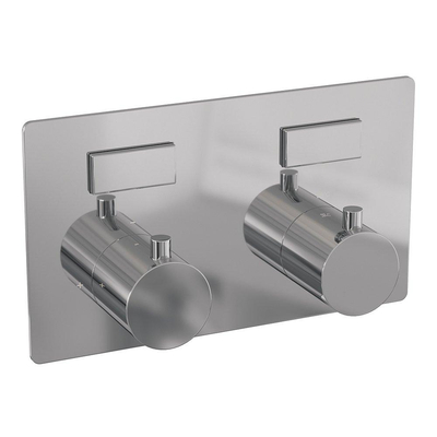 BRAUER Chrome Edition Douche de pluie thermostatique encastrée - boutons-poussoirs - SET 68 - pomme de douche principale 30 cm - bras mural droit - douchette 3 jets - flexible de douche - barre de douche intégrée - chrome